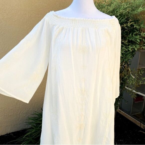 SEQUIN HEARTS OFF WHITE/IVORY WHIMSICAL PRINT OFF THE SHOULDER DRESS NWT - Picture 11 of 17